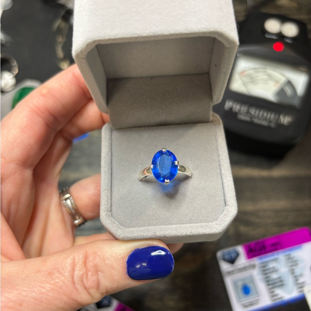 6Ct of Natural Blue Sapphire AGI certified Ring Sz 7.75 in 925 Sterling Silver - Picture 14 of 14